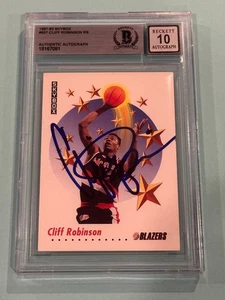 CLIFF ROBINSON Signed 1991-92 SKYBOX Card #507 Beckett (BAS) AUTO 10 - Picture 1 of 2