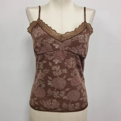 Babydoll vintage antiguo azul marino para mujer Y2K encaje floral cami talla M marrón coqueta Foto 1 de 4