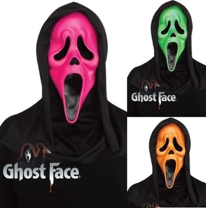 Licensed Halloween Fancy Dress Fluorescent Ghost Face Mask with Hood Scream New - Picture 1 of 13
