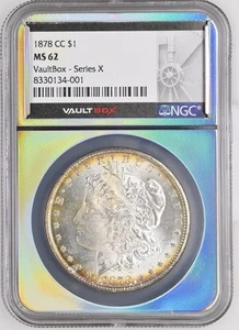 1878-CC NGC VaultBox - X Series MS62 Morgan Silver Dollar--- Rim Toning - Picture 1 of 4