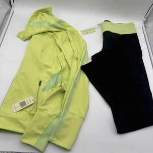 Tangerine Workout Outfit Yellow Zip Up Hoodie M W/green and Black Pants L NWT - Picture 1 of 10
