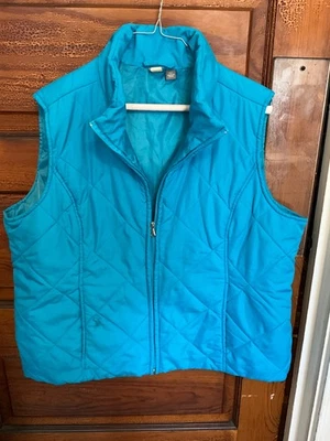 SJB Active vest Women Large dark aqua puffer full zip front pockets - Image 1 of 3