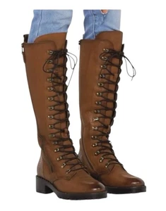 Vintage Foundry Co. Henrietta hellbraune braune hohe Schnürstiefel aus Leder Größe 8 220 $ - Bild 1 von 8