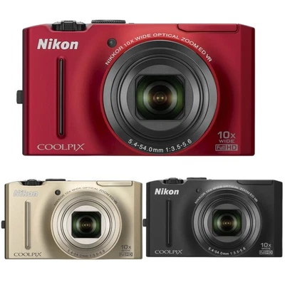 Nikon COOLPIX S8100 Digitalkamera 12,1 MP, 10-fach optischer Zoom, Schwarz/Rot - Bild 1 von 4