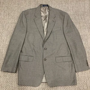 CHAPS RALPH LAUREN Blazer Mens 42L Green Silk Wool Houndstooth 3 Button Brown - Picture 1 of 13