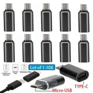 10 Pack USB 3.1 Type C Female to Micro USB Male Data Adapter Converter Connector - Picture 1 of 16