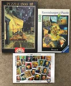 Vincent van Gogh Art Jigsaw Puzzle LOT of 3 Ravensburger 1500 & 1000 COMPLETE - Picture 1 of 8