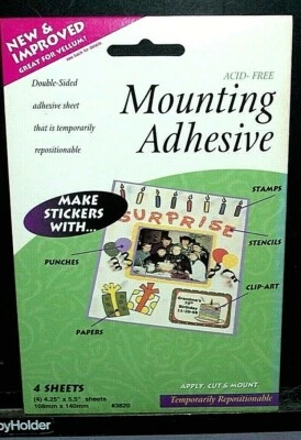 NEW THERM O WEB MOUNTING ADHESIVE - DB-SIDED - ACID FREE - (4) 4.25"x5.5" Sheets - Image 1 of 3