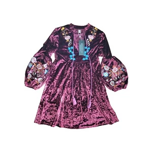 Roiii Nwt Womens Size S Maroon CrushVelvet Empire Cosplay Whimsigoth Dress - Picture 1 of 6