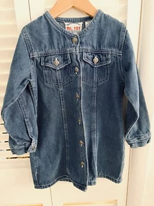 RT 101 Denim Originals Size 6 Girls Blue Jean Dress Metal Buttons 100% Cotton - Picture 1 of 6