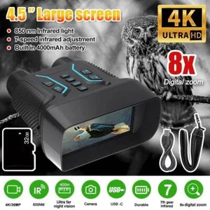 NV2183 4K IR Night Vision Goggle 400m 8X HD Digital 4.5"TFT Binocular Waterproof - Picture 1 of 10