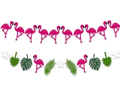 Guirnalda de banner de fieltro de hoja de plátano de palmera flamenco suministros de fiesta decoración NUEVO Foto 1 de 3