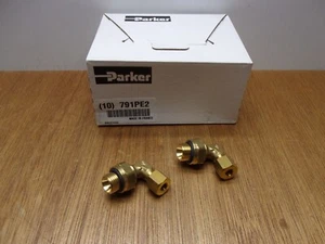 (Qty.2) Parker Brass 90 Deg Elbow Seal Adapter 1/4" BSPP Pipe X 6 MM Tube OD 6MM - Picture 1 of 8