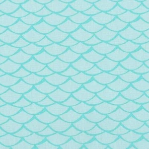 Flamingo Paradise Scallops Turquoise 100% Cotton Fabric by The Yard - Picture 1 of 1