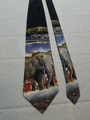 Corbata Animal Kingdom Para Hombre Estampado Elefante Hecha en EE. UU. Corbata con Pistas de Animales  Foto 1 de 4