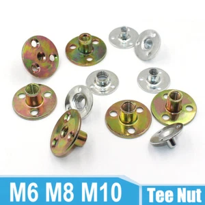 M6 M8 M10 Round Base T Nut Three Brad Hole Furniture Tee Nut Carbon Steel, Iron - Picture 1 of 13