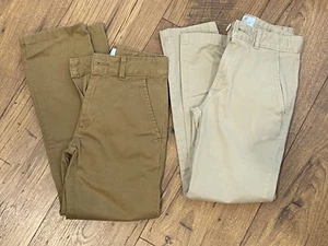 Class Club Boys Modern Fit Cotton Pants Size 8 (2 Pair) Light And Dark Khaki - Picture 1 of 4