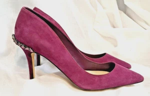 White House Black Market Purple Suede Pumps Rhinestone Embellished Heels 9M - Picture 1 of 12