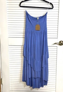 Kori Blue Strapless Dress Small Periwinkle Blue Smocked Top Women NEW - Picture 1 of 13