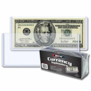 3 packs of 25 (75) BCW 6 ¼" x 2 ¾" Regular Bill Currency Topload Holders - Imagen 1 de 1