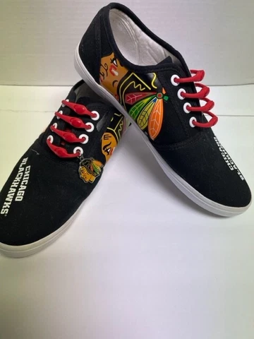 NHL Official Product Chicago Blackhawks Womens Black Tennis Shoes Size 8 Cover