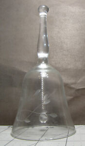 Vintage Crystal Clear Etched Glass Bell