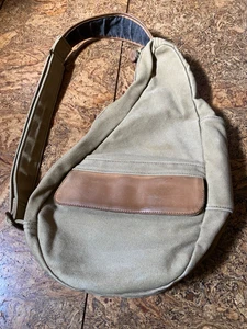 LL Bean Sling Bag Ameribag Healthy Pack Khaki Canvas Vintage verstellbarer Riemen - Bild 1 von 4