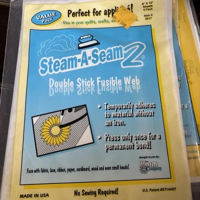 2 Of  The Warm Company Steam-A-Seam 2 Double Stick Fusible Web 9x12" 5pk #5517 - Image 1 of 4