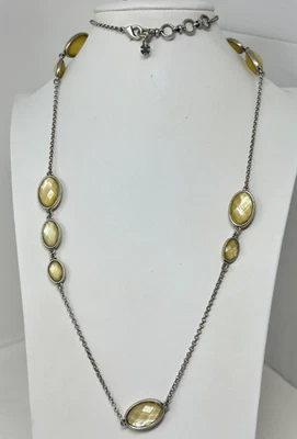 LUCKY BRAND Silvertone Yellow Acrylic Bezel Station 36" Necklace - Image 1 of 4