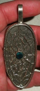 NAVAJO STEWART BILLIE SPIDER ON WEB TURQUOISE STERLING SILVER PENDANT vafo - Picture 1 of 6