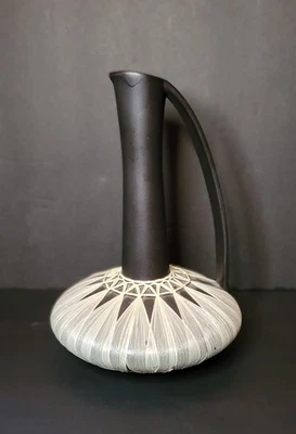 VTG MCM Austrian Gmundner Keramik Raffia Black Vase - Image 1 of 4