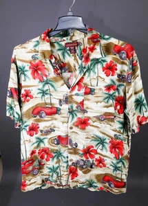 Covington Mens Shirt Size L Floral Hotrod Art Rayon Short Sleeve - Picture 1 of 7