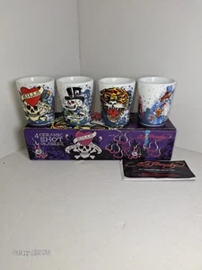 Ed Hardy Ceramic Shot Glasses x4 - Picture 1 of 6
