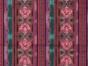 Robert Kaufman border 43"x33" gold outlines highlights "Jinny Beyer"-ish pink - Picture 1 of 4