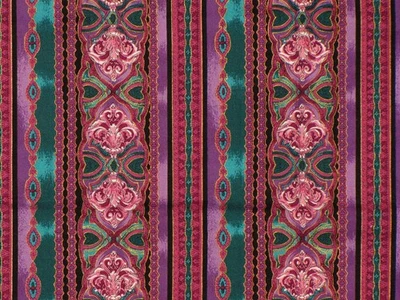 REDUCED: R. Kaufman border 43x33 gold outlines highlights "Jinny Beyer"-ish pink - Image 1 of 4