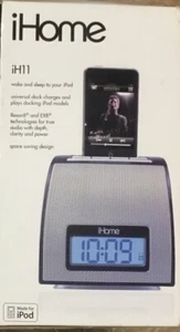 iHome | iPod Alarm Clock Speaker Dock ( Black & Silver ) | Model: iH11——-34c - Picture 1 of 6