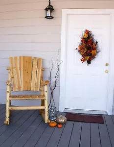 Porch Rocking Chair Outdoor Weatherproof Varnish Log Cabin Wood Country Style - Picture 1 of 3