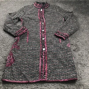 Koos of Course Womens Coat Sz L Black Tweed Button-Up Mock Neck Stretch NWT - Picture 1 of 12