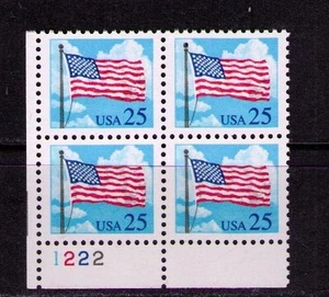 US USA Sc# 2278 MNH FVF PLATE # BLOCK Flag Flagpole Clouds Stars & Stripes - Picture 1 of 1