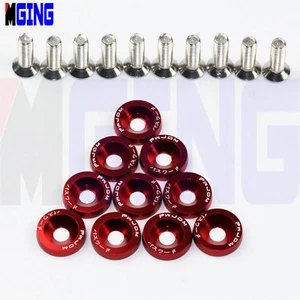 BILLET BOLT ENGINE FENDER BUMPER WASHER BAY DRESS UP SCREW JDM ALUMINUM 10PC rd - Picture 1 of 4