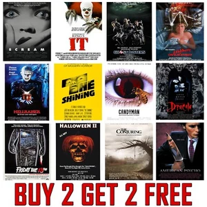 RETRO HORROR MOVIE POSTERS Classic Greatest Cinema Room Prints Wall Art A4 A3 - Picture 1 of 126