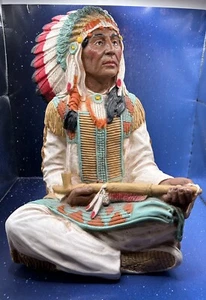 Vintage 13" Universal Statuary Native American Indian Chief Peace Pfeife Figur - Bild 1 von 19