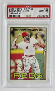 2016 Topps Heritage BRANDON PHILLIPS PSA 10 Throwback Variation SSP 23 Reds Pop1 - Foto 1 di 2