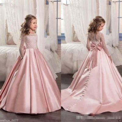 Flower Girls Princess Dress Kids Pageant Party Dance Wedding Birthday Ball Gown - Image 1 of 4