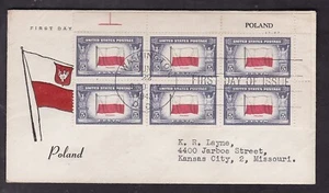 WW11 - OVER RUN COUNTRIES 1943, POLAND, BLOCK OF SIX F.D.C. - Picture 1 of 1