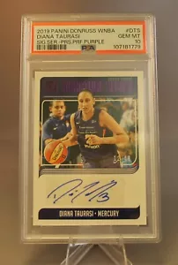 2019 DONRUSS WNBA - DIANA TAURASI SIGNATURE SERIES PRF PURPLE - PSA GEM MT 10 - Picture 1 of 11