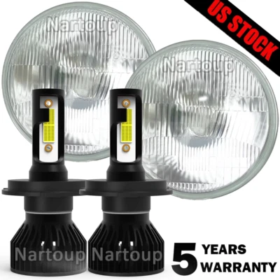 Fit Chevrolet Camaro 1967-1981 2X 7" Round LED Headlights Hi-Lo Beam Foto 1 de 4