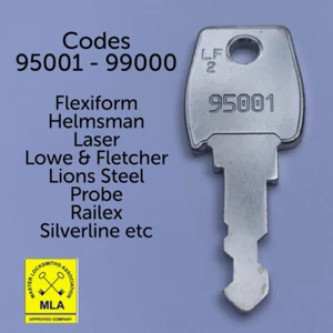 2x Filing Cabinet Keys cut to code 95001-99000 Flexiform Silverline Laser Probe