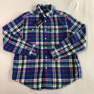 Polo MRalph Lauren Boys Size L 14-16 Blue Brushed Cotton Flannel Madras Plaid - Picture 1 of 12