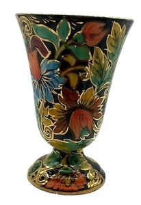 Jarrón floral pintado a mano H. Bequet Quaregnon Bélgica de colección con detalles dorados 7" - Imagen 1 de 5
